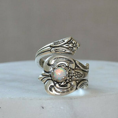 🎁Hot Sale 49% OFF⏳White Opal Spoon Adjustable Ring