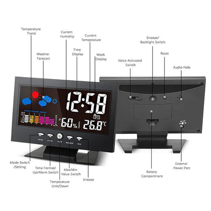 🎁Hot Sale 40% OFF⏳Digital Temperature Monitor Weather Forecast LED Alarm Clock